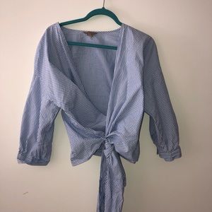 Pinstriped wrap around blouse